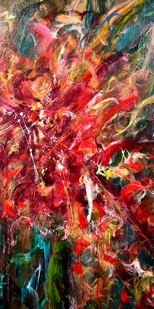 Fuchsia Amber on Malachite
