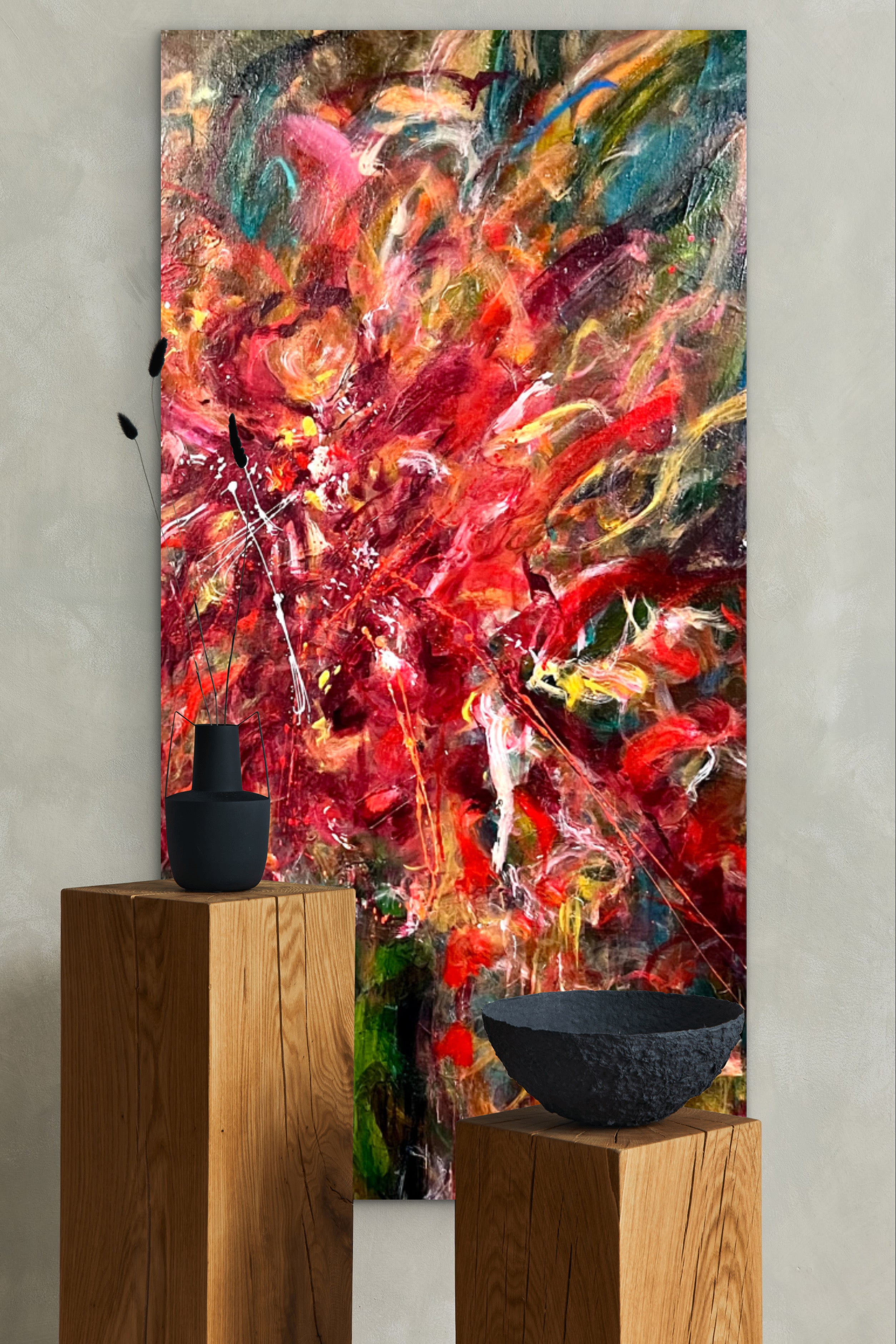 Fuchsia Amber on Malachite