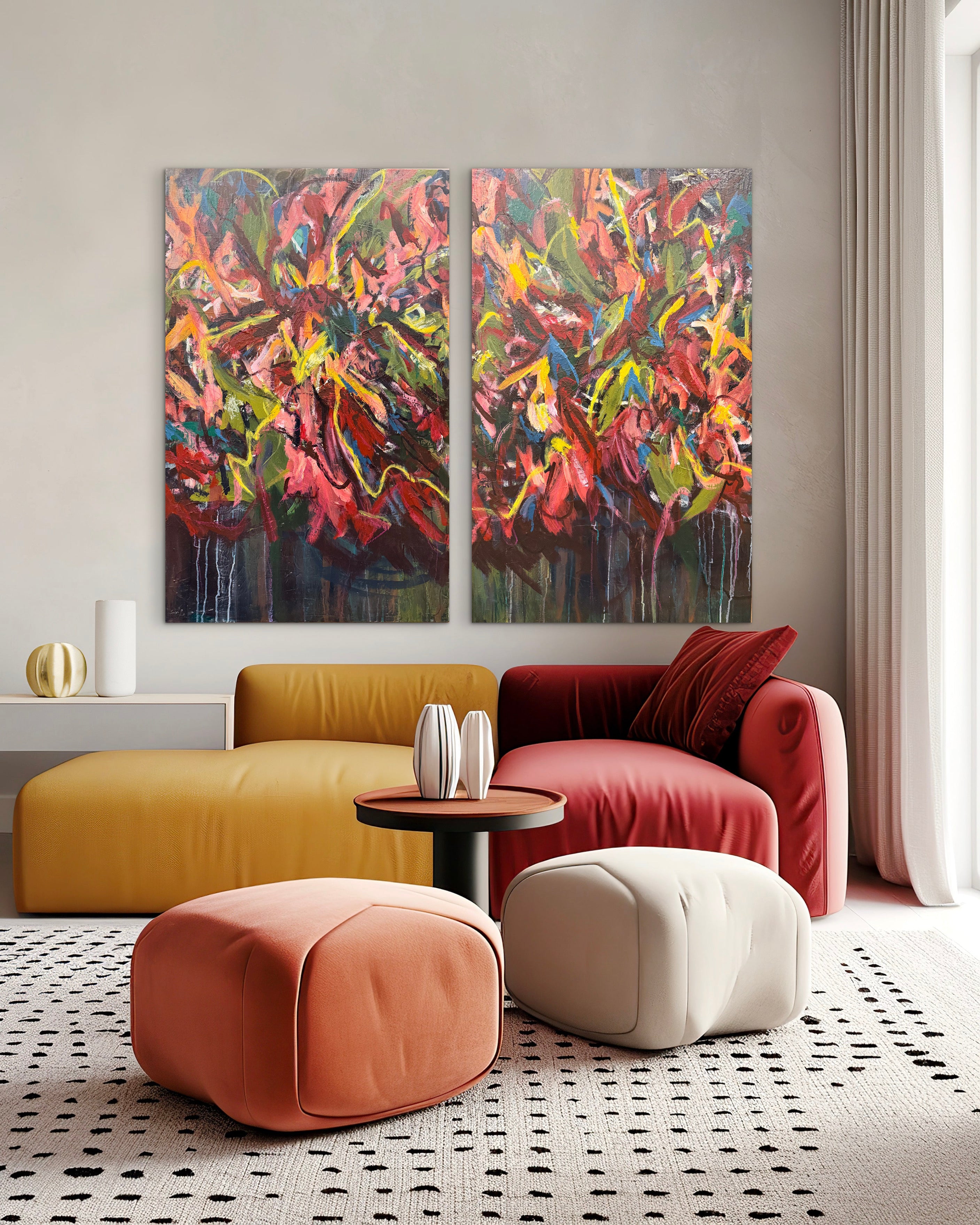 Campari Forsythia Chaos 1 & 2 (Diptych)