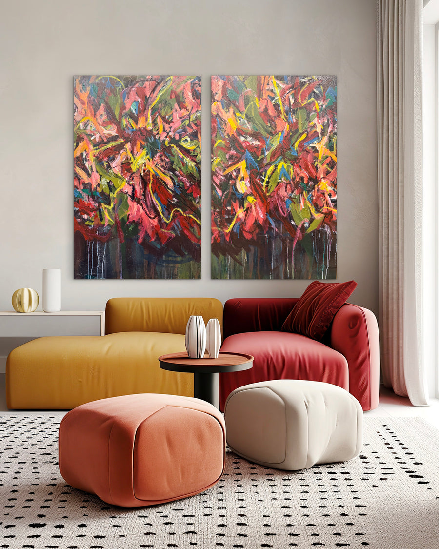 Campari Forsythia Chaos 1 & 2 (Diptych)