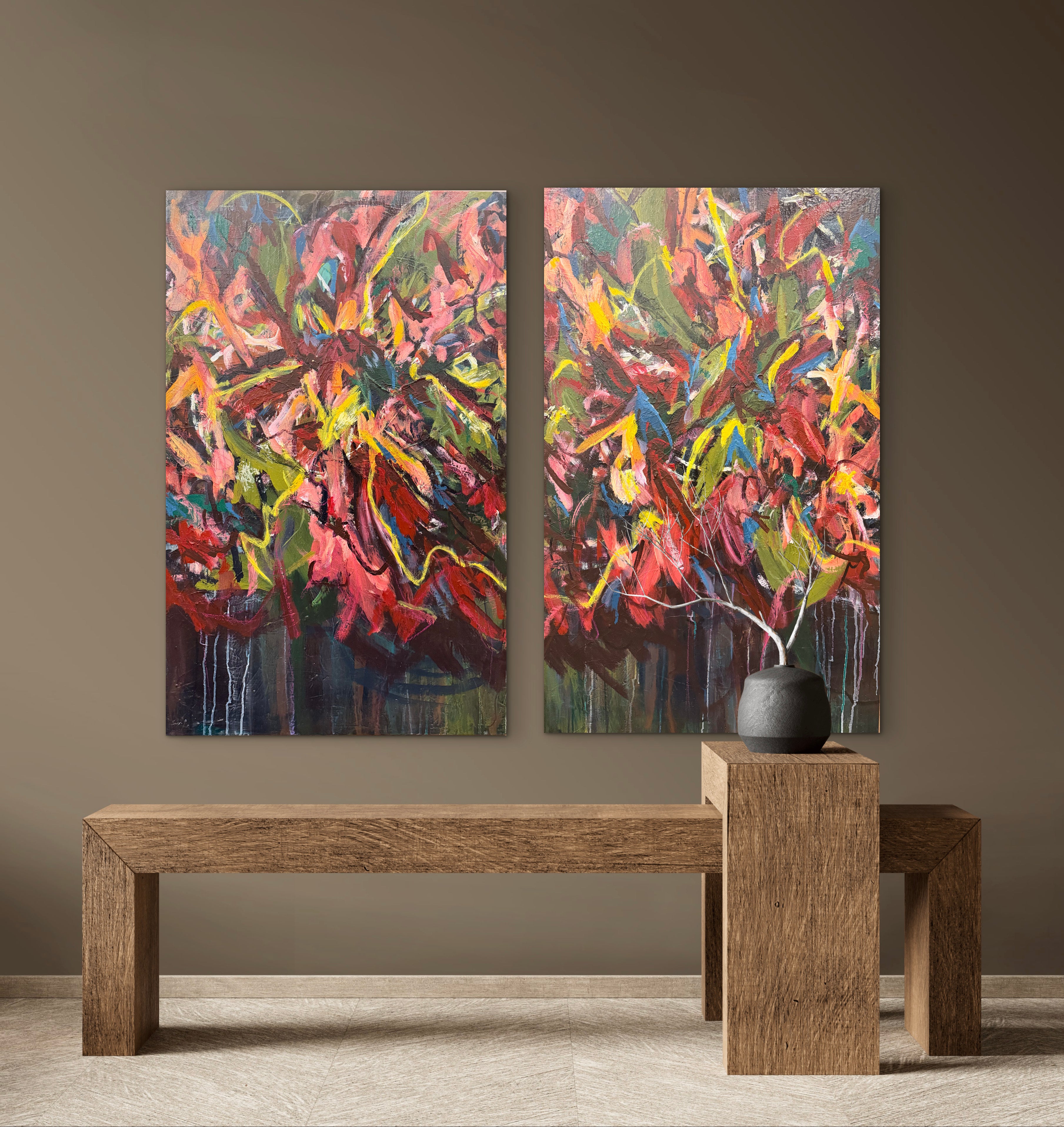 Campari Forsythia Chaos 1 & 2 (Diptych)