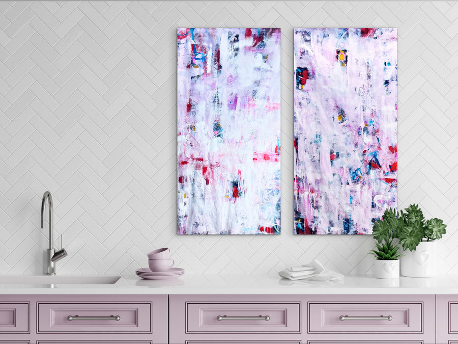 Pale Petal Over Rouge 1 & 2 (Diptych)